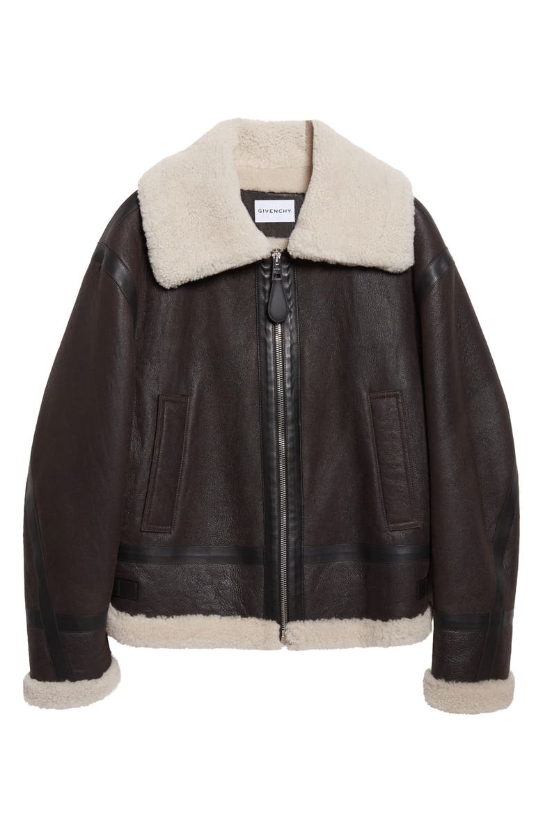 Givenchy Genuine Shearling Liner Bomber Jacket, Main, color, Deep Brown