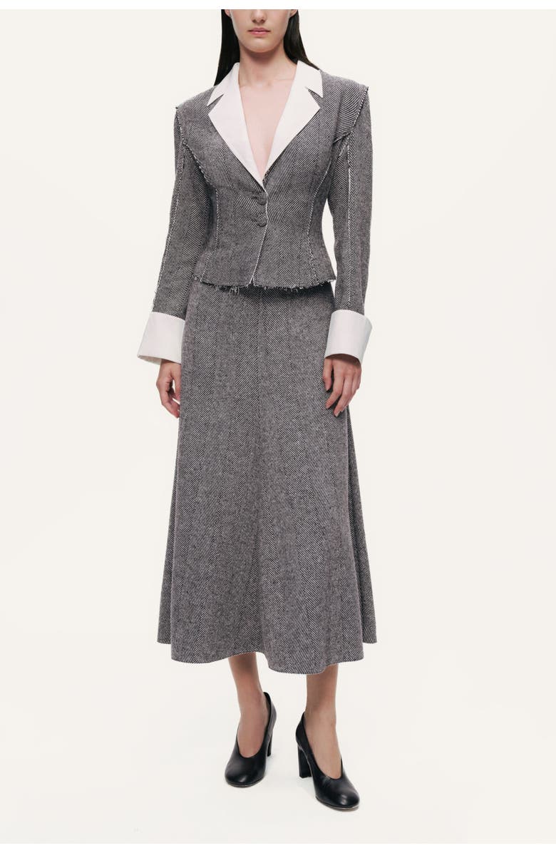 Nocturne Herringbone Pattern Flared Midi Skirt, Main, color, Multi-Colored