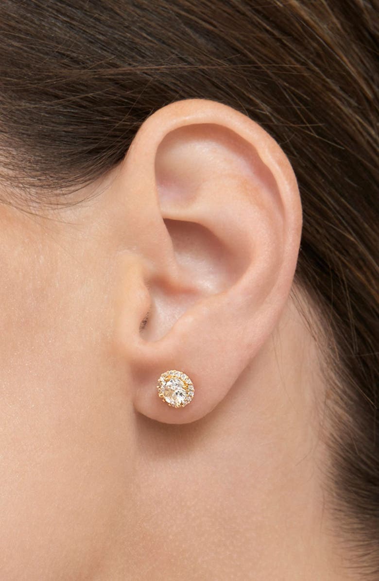 Adornia Crystal Halo Pendant Necklace & Stud Earrings Set, Alternate, color, Gold