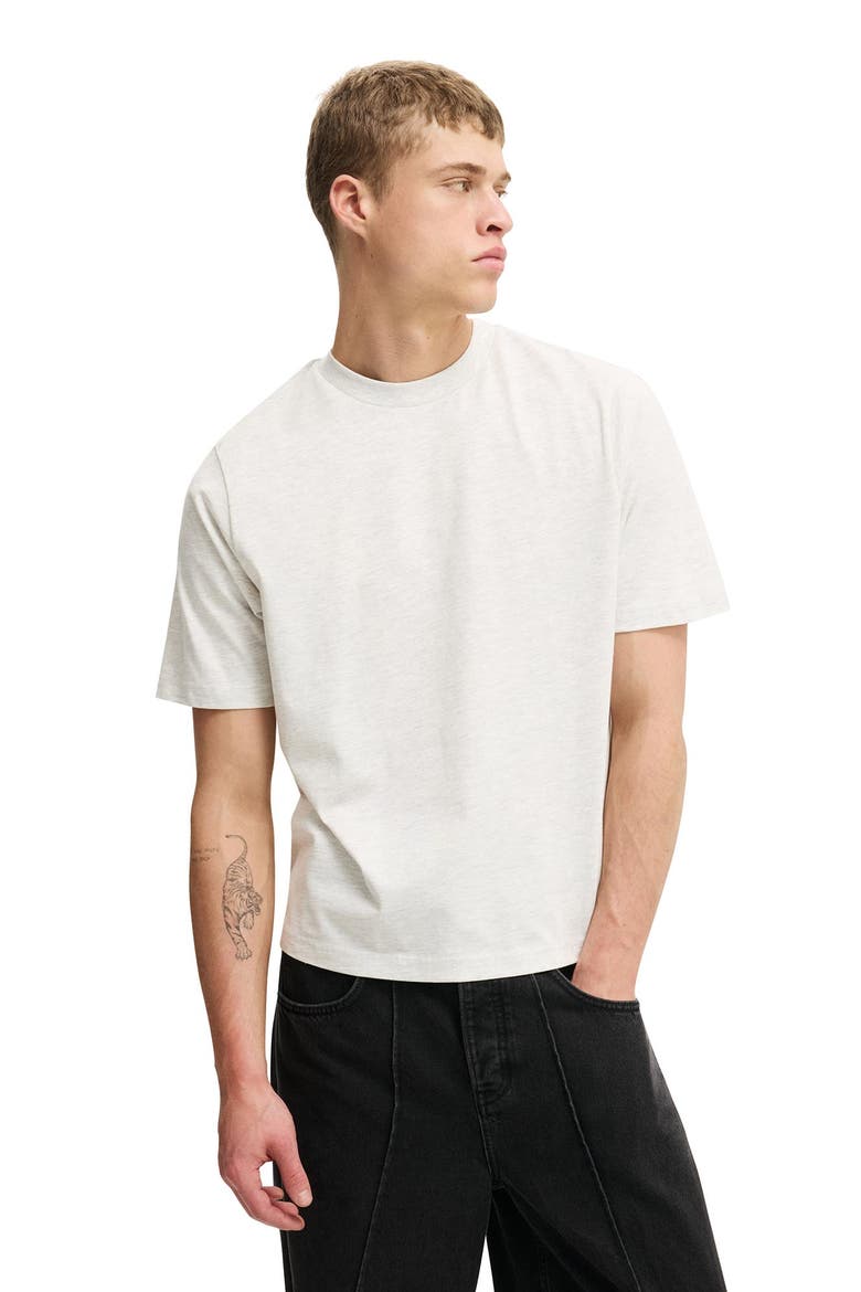 Men's Cropped Fit T-Shirt, Main, color, White Marle