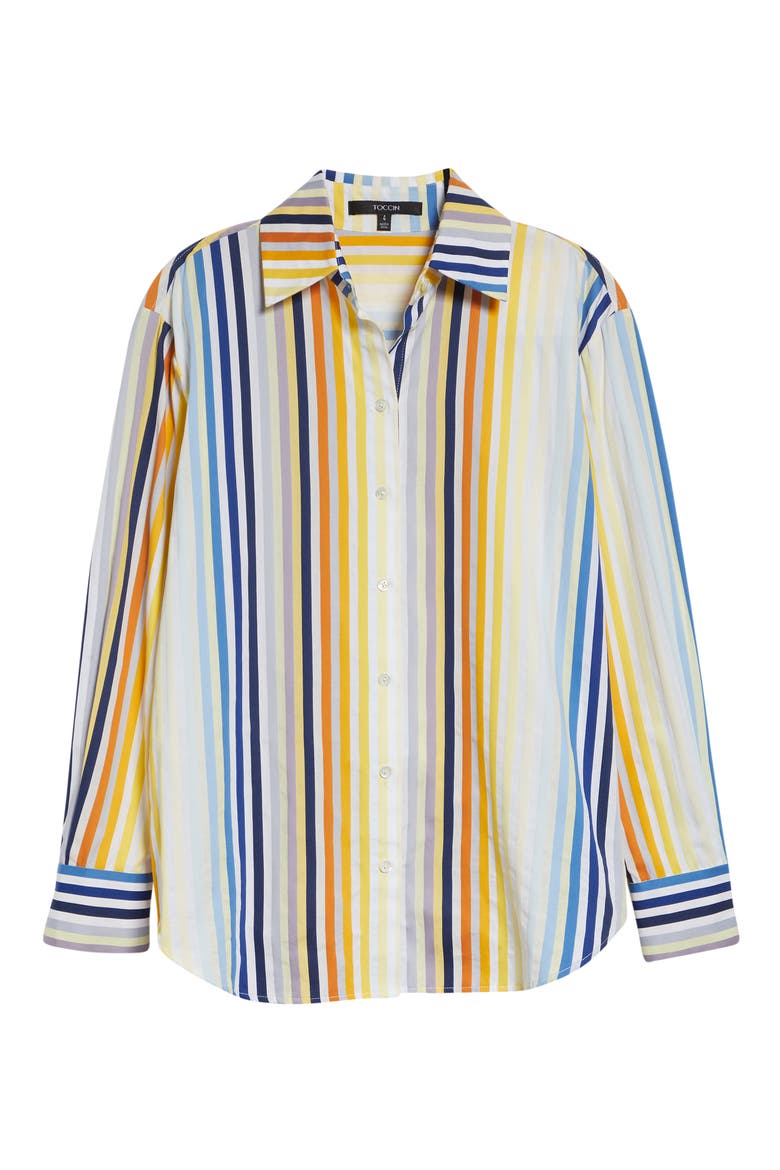 Brennan Stripe Boyfriend Shirt, Alternate, color, SUNSET