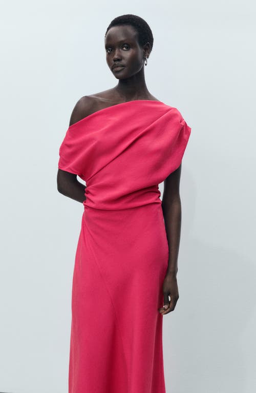 Mango Asymmetric One-shoulder Maxi Dress In Red