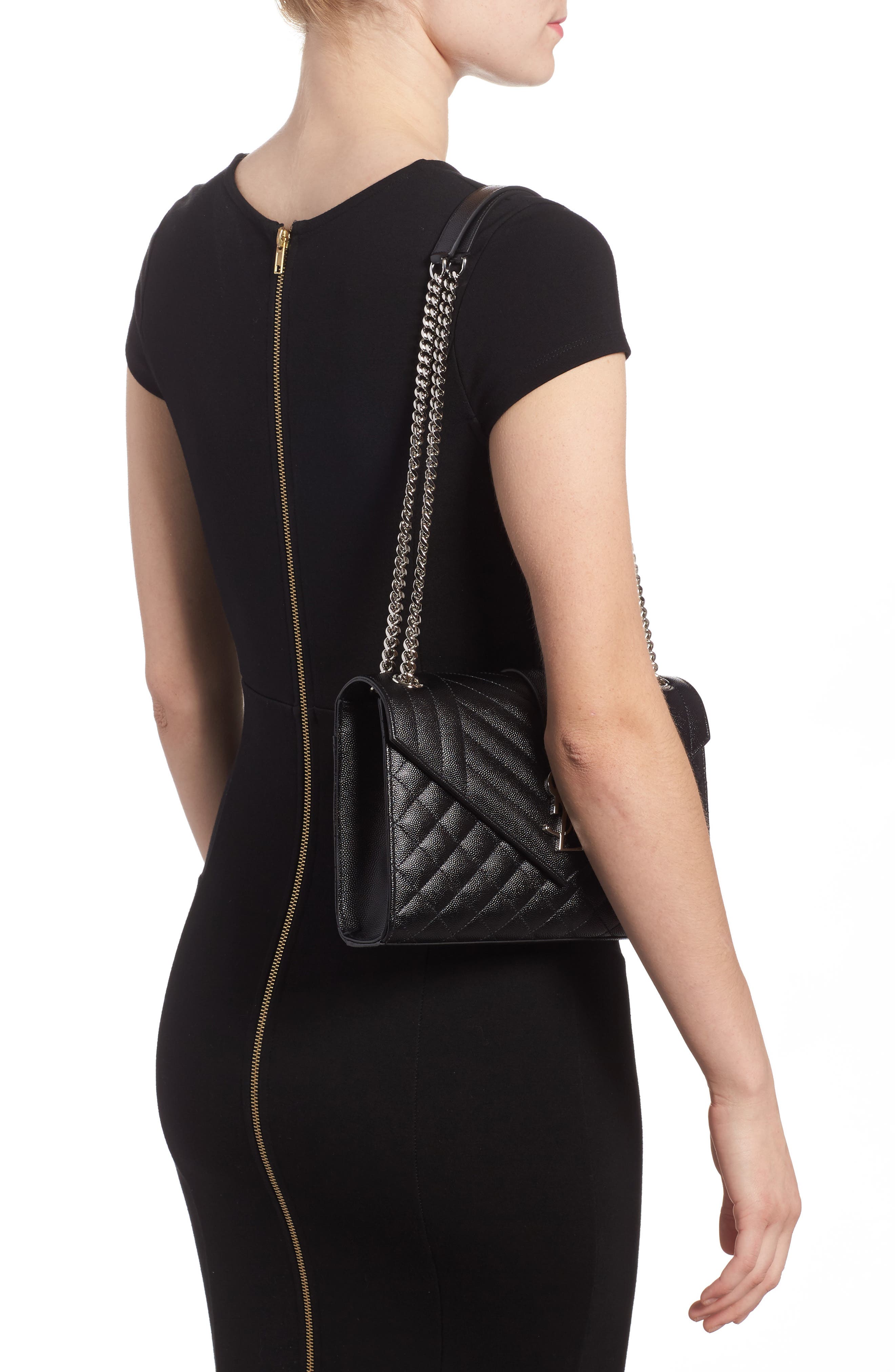 Saint Laurent Medium Envelope Calfskin Shoulder Bag, Alternate, color, 