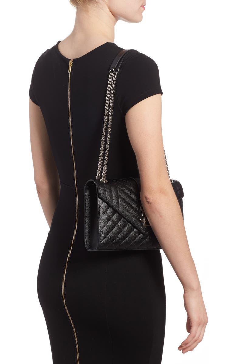 Saint Laurent Medium Envelope Calfskin Shoulder Bag, Alternate, color,