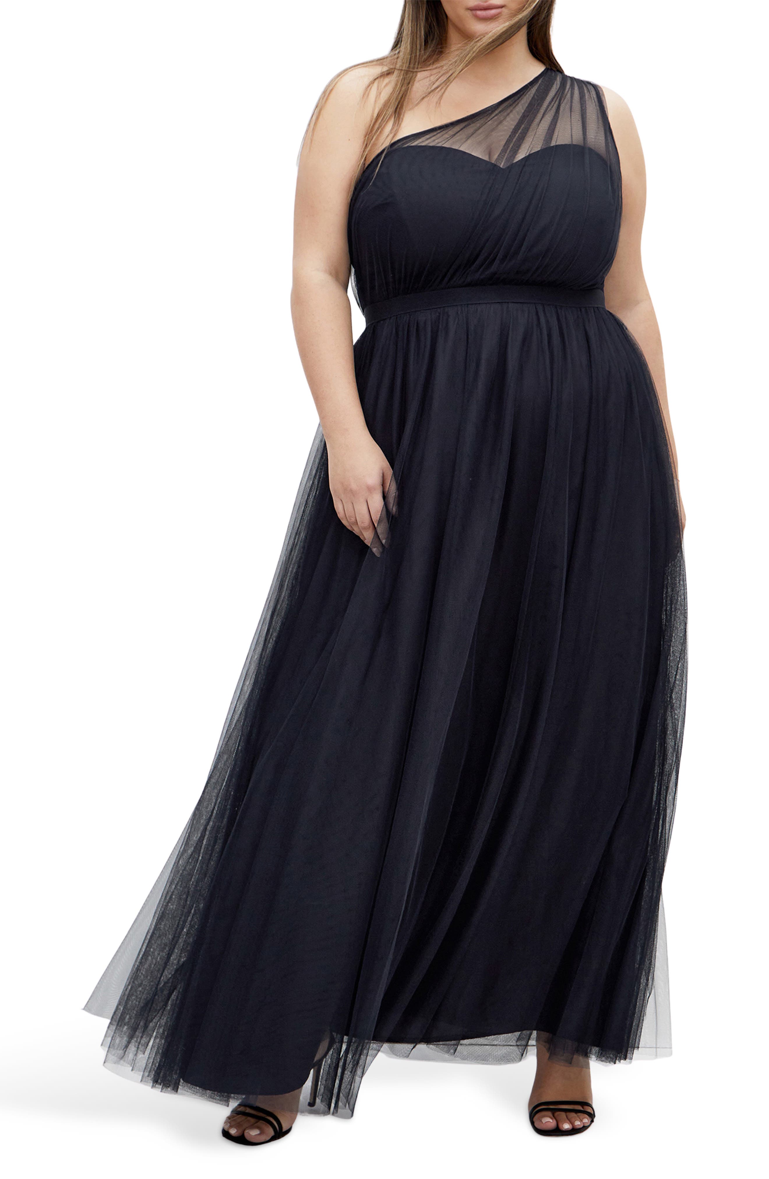 Daniela One-Shoulder Tulle Maxi Dress