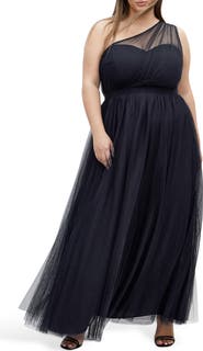 City Chic Daniela One-Shoulder Tulle Maxi Dress
