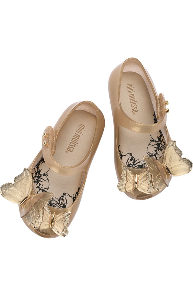 Mini Melissa Ultragirl Butterfly Mary Jane Flat, Alternate, color, Gold