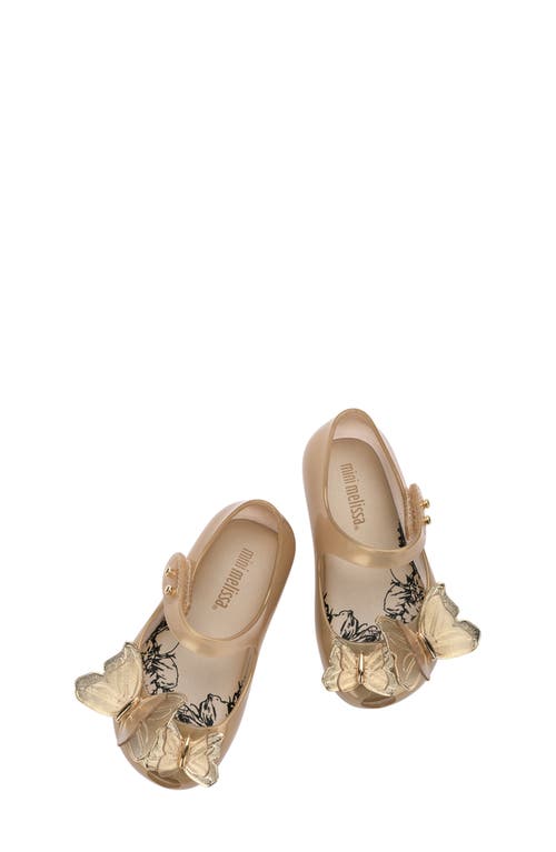 Mini Melissa Ultragirl Butterfly Mary Jane Flat In Gold