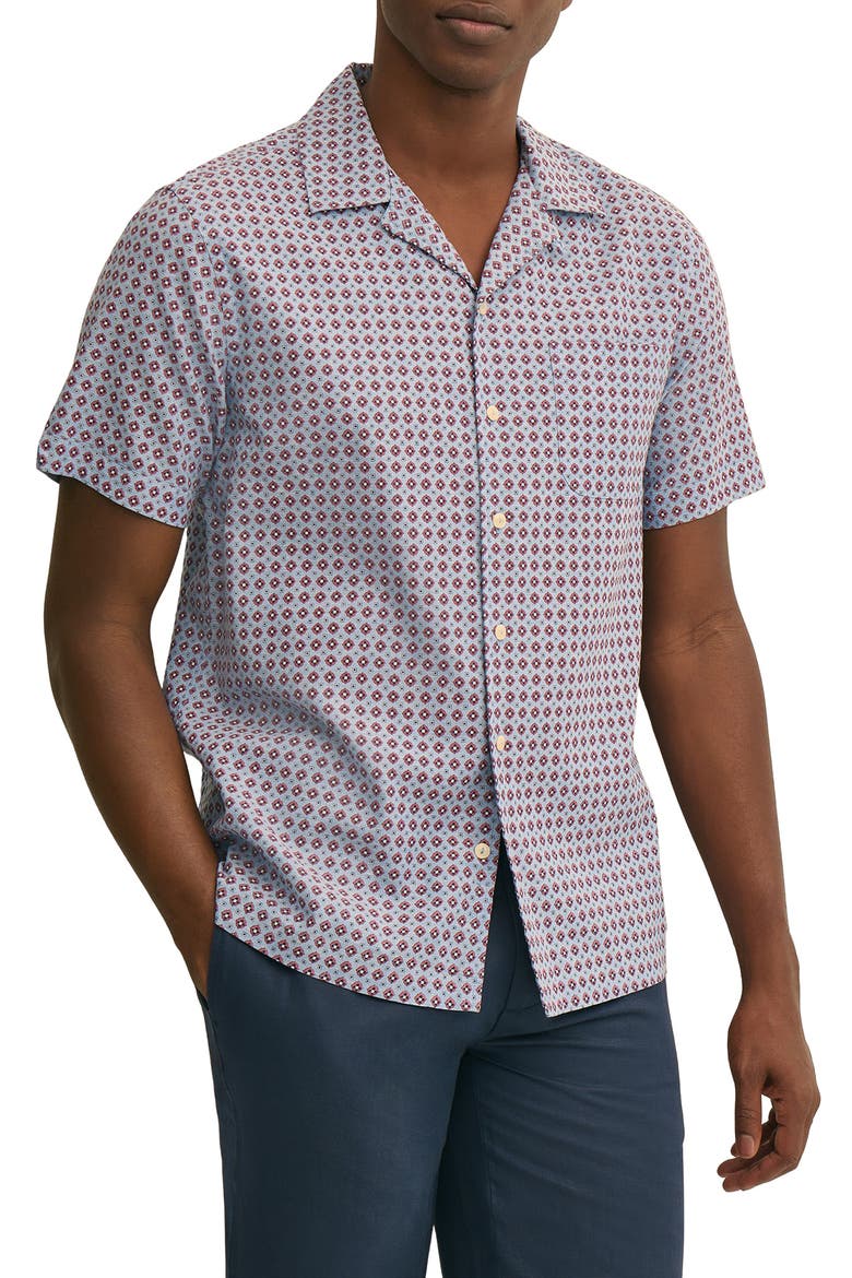 Foulard Linen & Cotton Camp Shirt, Main, color, FOULARD