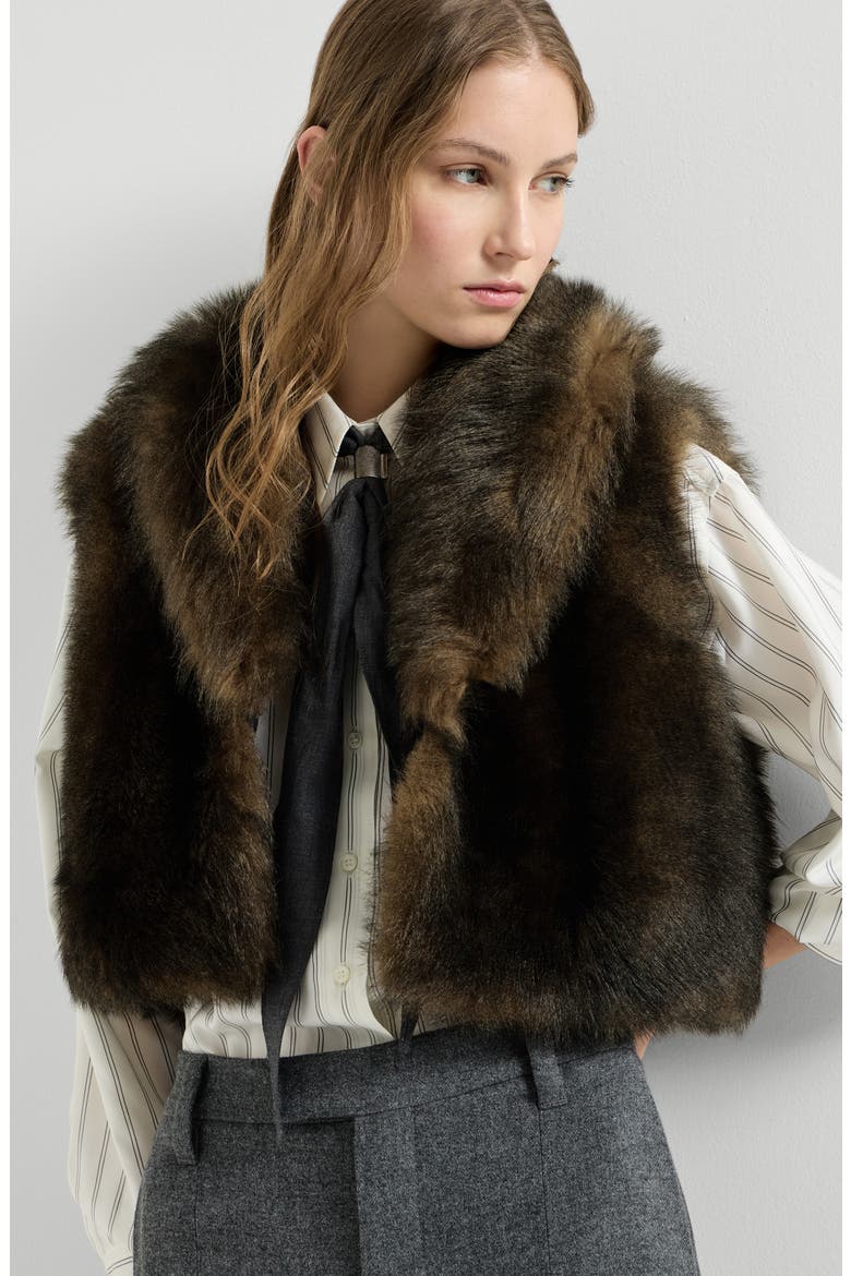 Soft shearling vest, Alternate, color, Pine Cone Brown