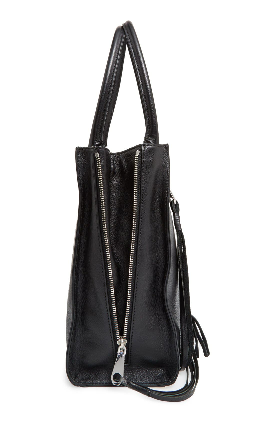'Side Zip Regan' Tote (Nordstrom Exclusive), Alternate, color, BLACK/ SILVER HRDWR