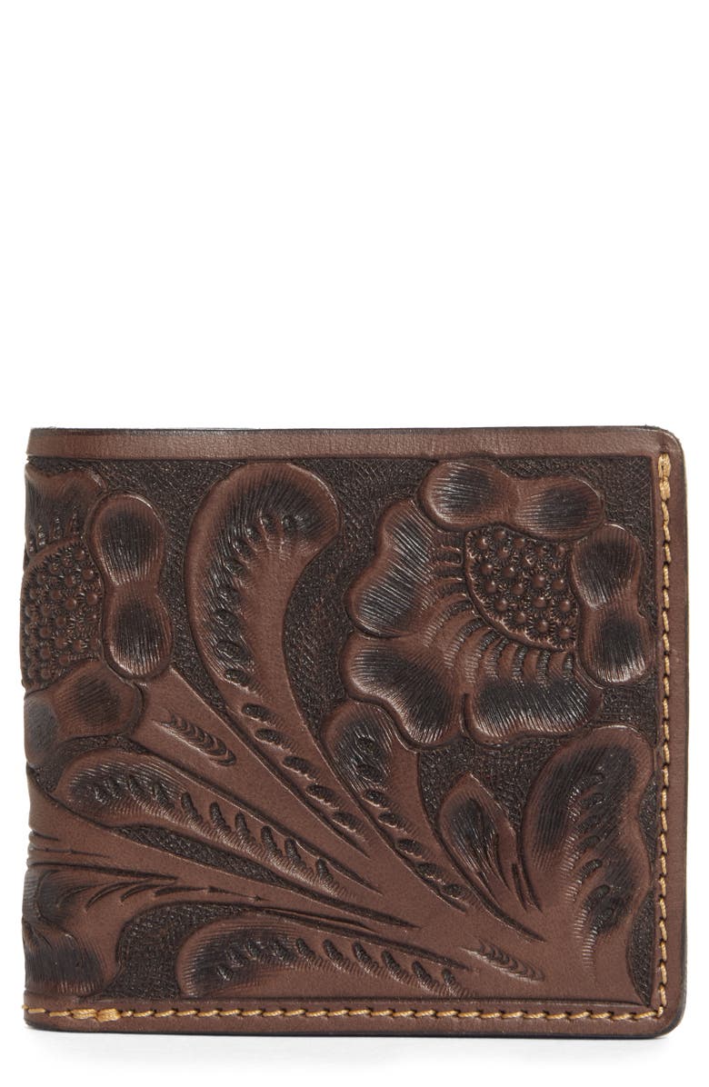 Double RL Hand Tooled Leather Wallet, Main, color, Brown