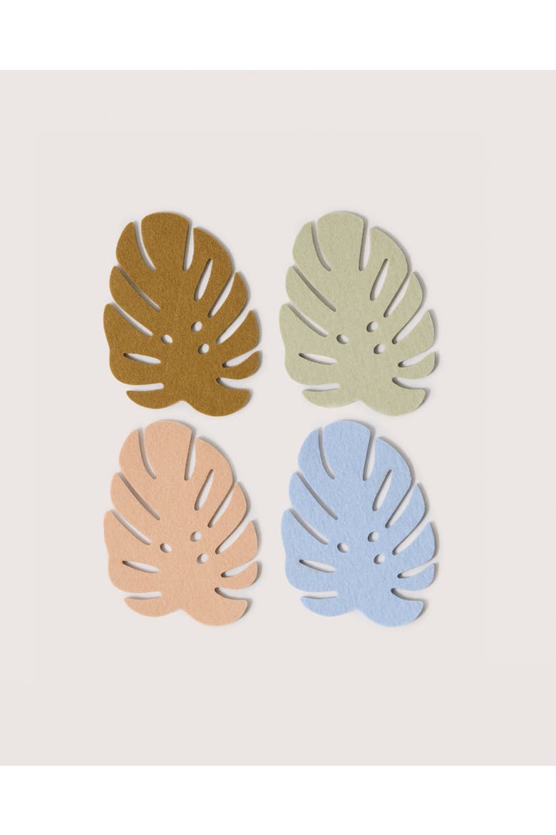 Merino Wool Monstera Coaster Multi 4 Pack, Main, color, Tropics