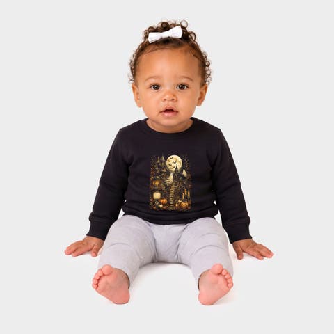 Halloween House and Moon Infant Crew Fleece Sweatshirt