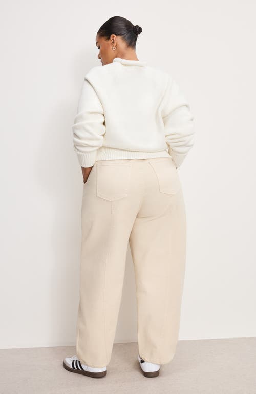 Good American Cotton Blend Canvas Crop Barrel Leg Pants In Neutral