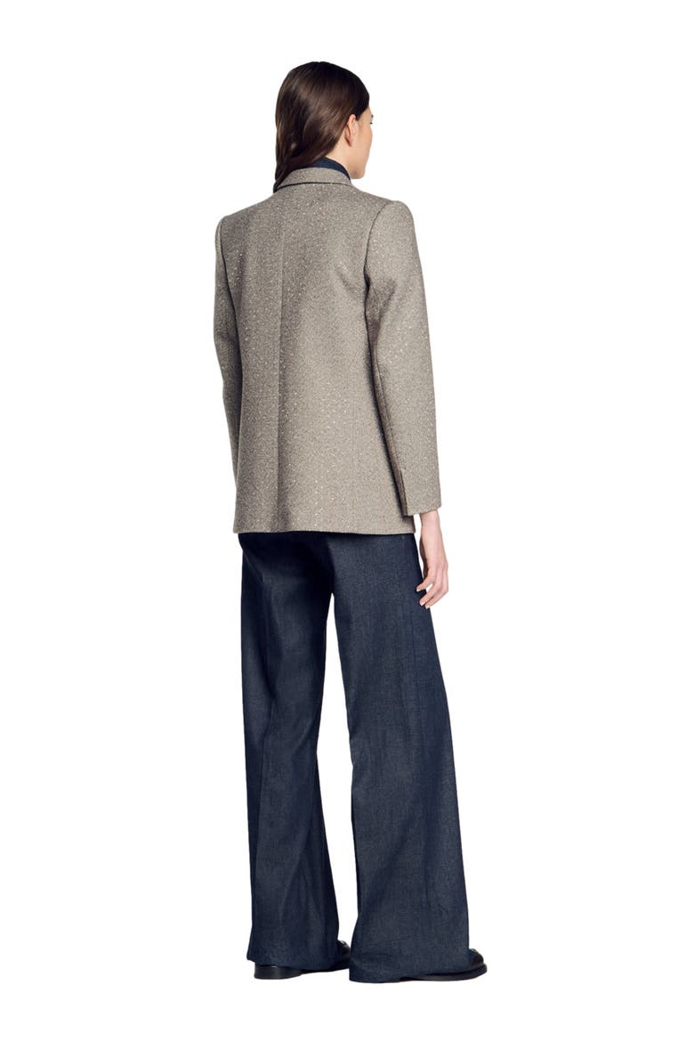 Herringbone suit jacket, Alternate, color, Beige