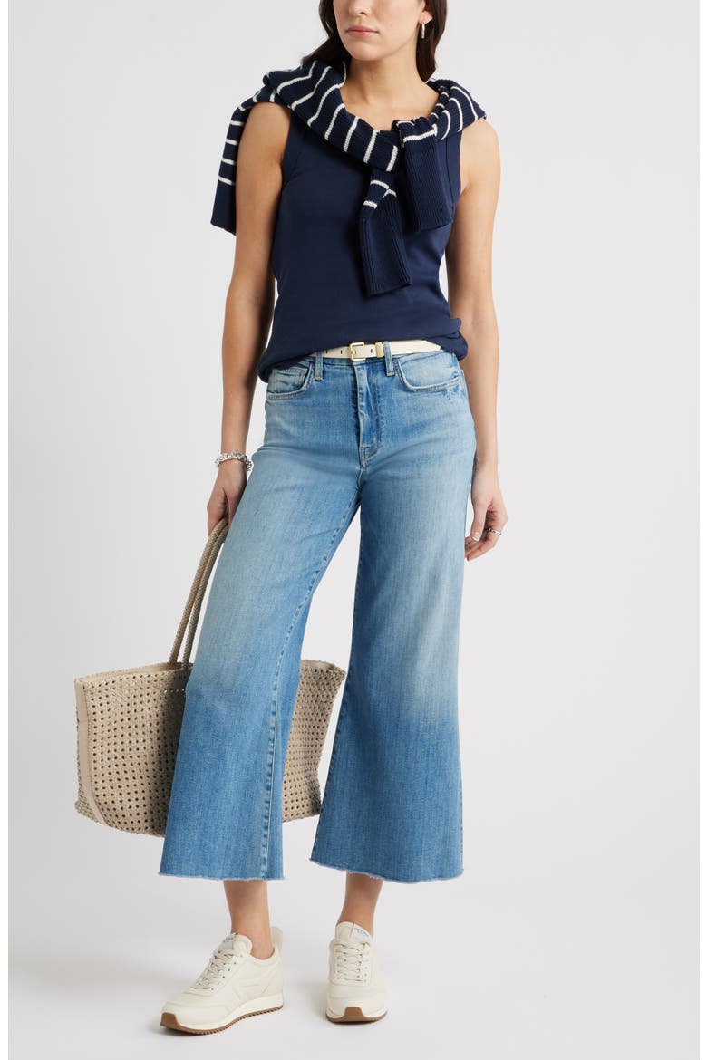 Scoop Neck Rib Cotton Tank, Alternate, color, NAVY STILL