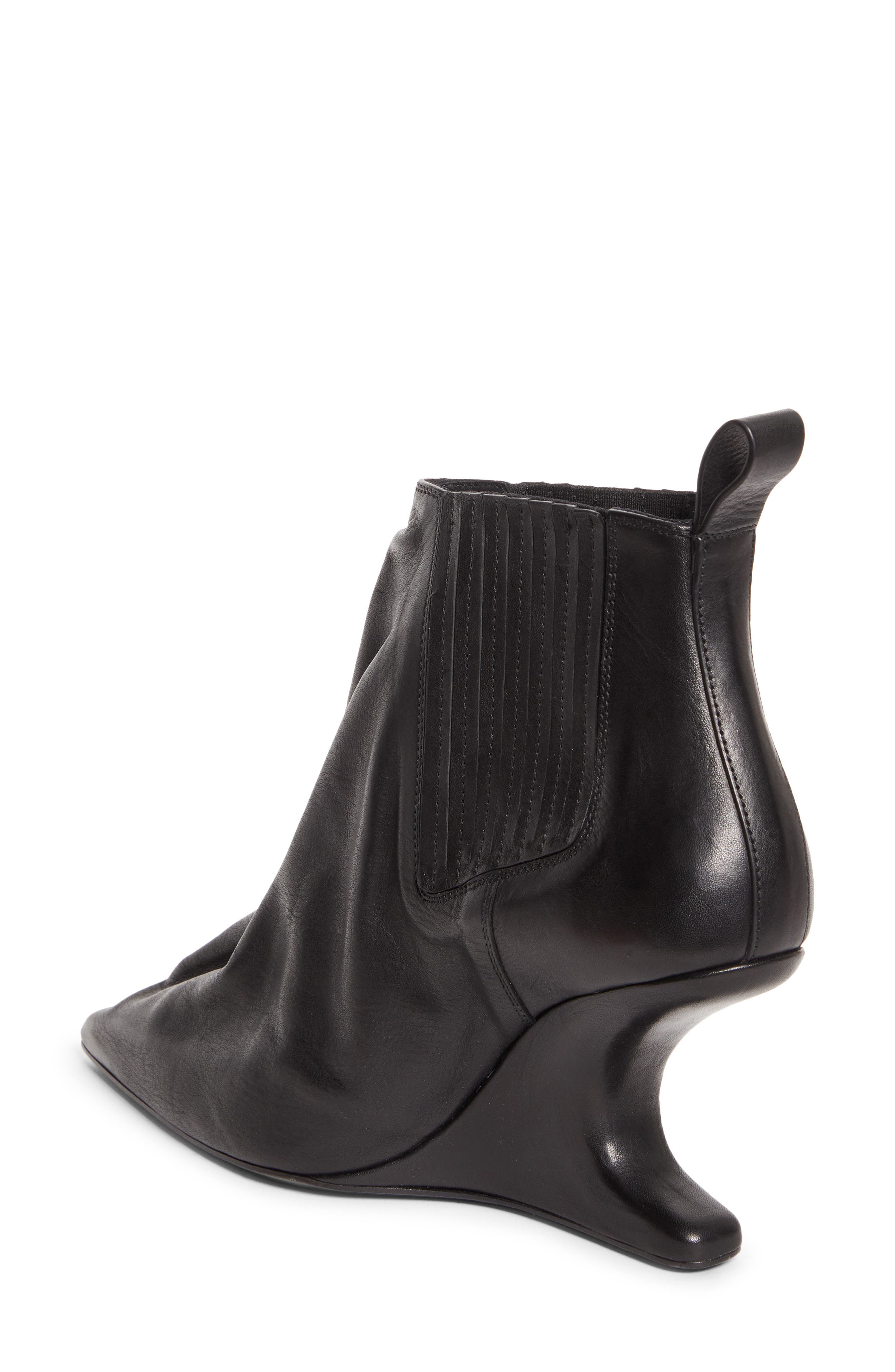 Rick Owens Taco Pointed Toe Wedge Chelsea Boot, Alternate, color, Black
