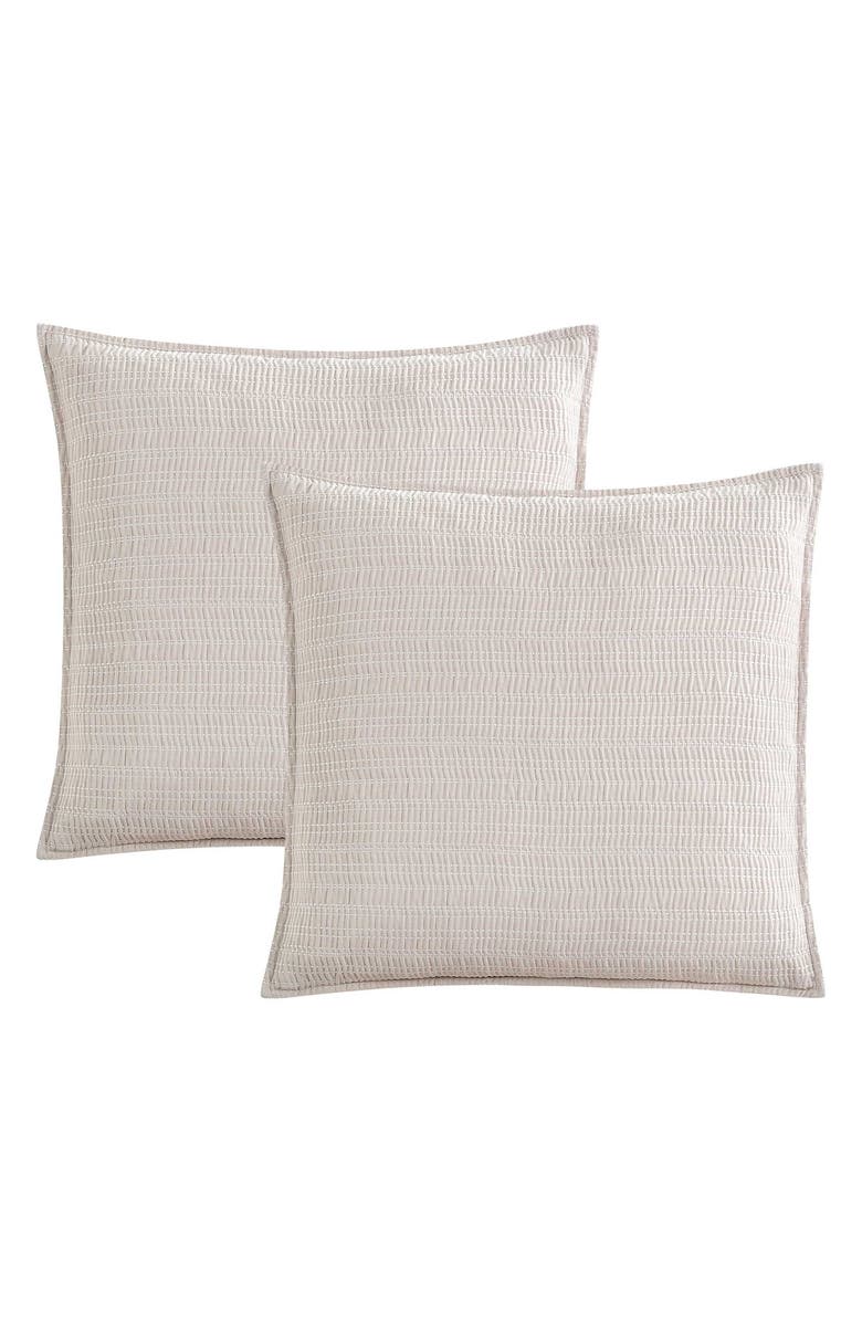 Kenneth Cole Reaction Stitched Gauze Yarn Dye Jacquard Comforter & Sham Set, Alternate, color, Light Beige