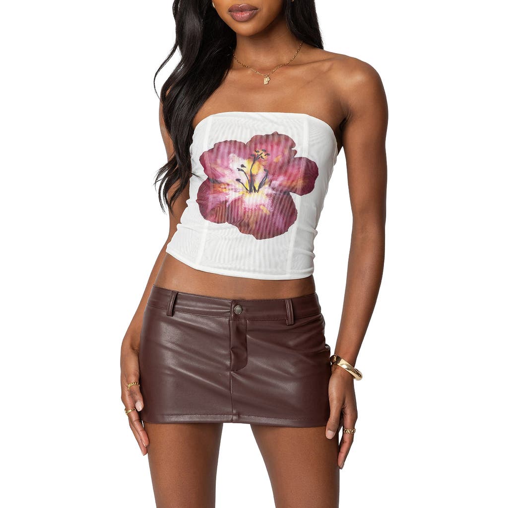 EDIKTED EDIKTED WILD BLOSSOM STRAPLESS MESH CORSET TOP