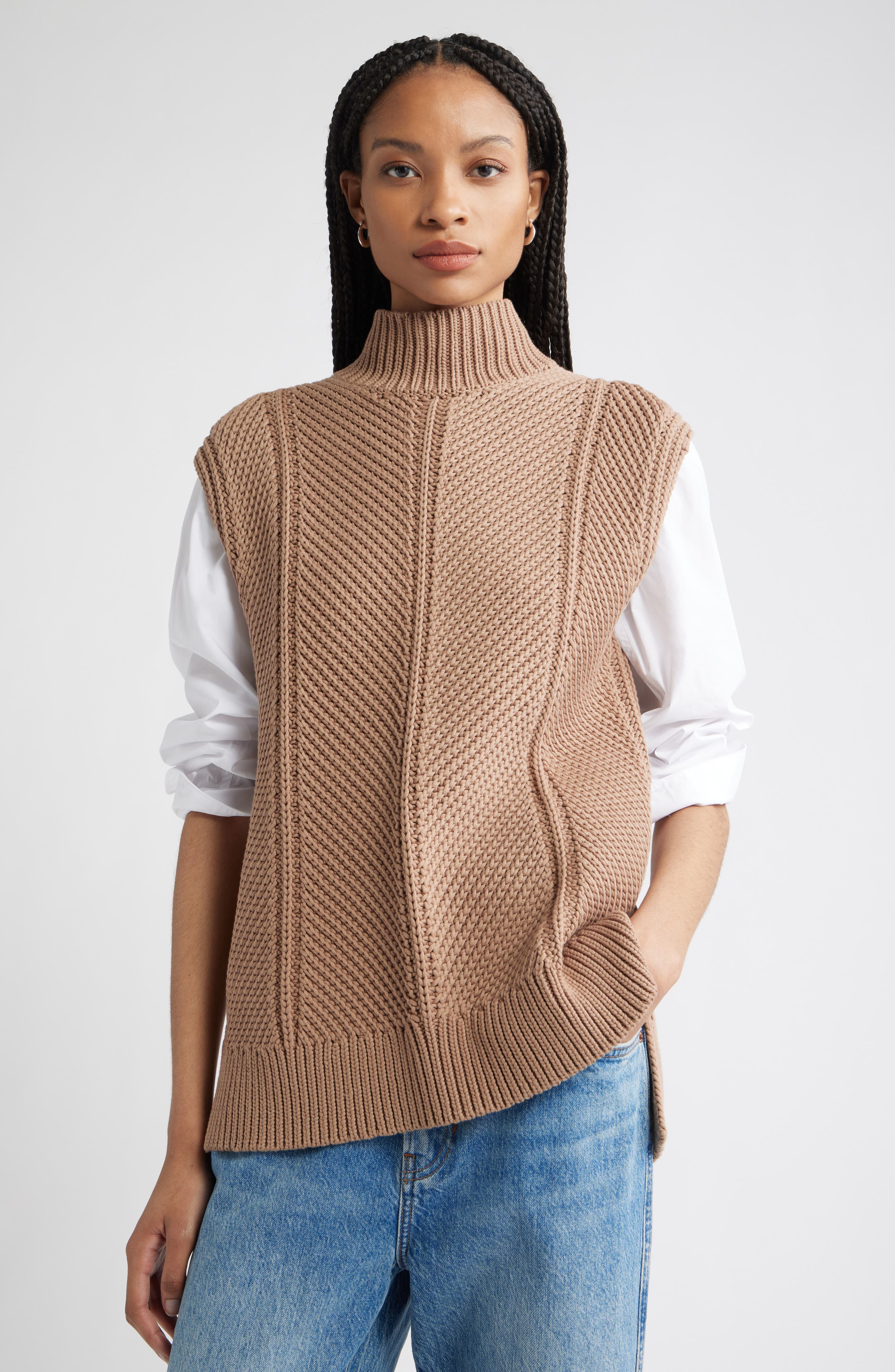 Nordstrom Textured Sleeveless Mock Neck Sweater