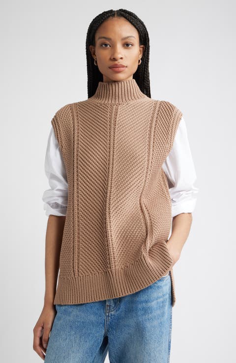 Textured Sleeveless Mock Neck Sweater