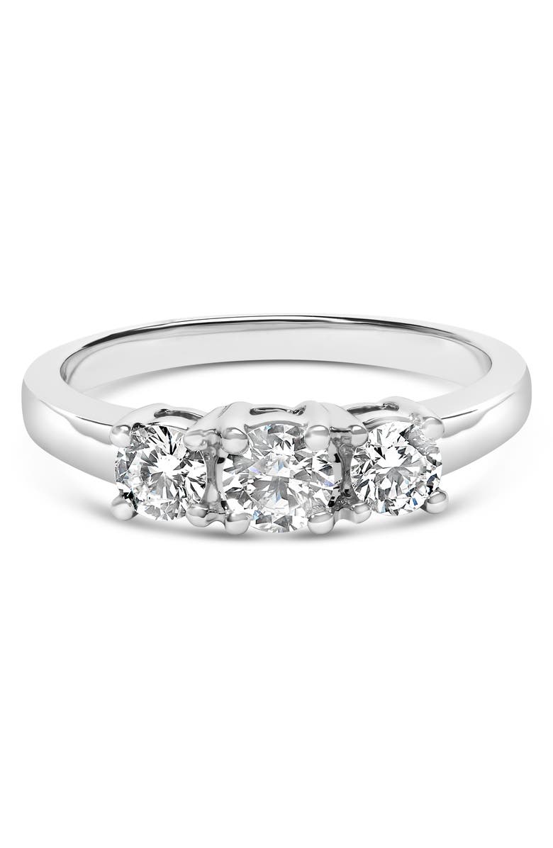 Haus of Brilliance 14K White Gold 3/4 Cttw Lab Grown Diamond 3 Stone Ring Band, Main, color, White
