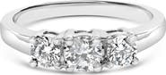 Haus of Brilliance 14K White Gold 3/4 Cttw Lab Grown Diamond 3 Stone Ring Band