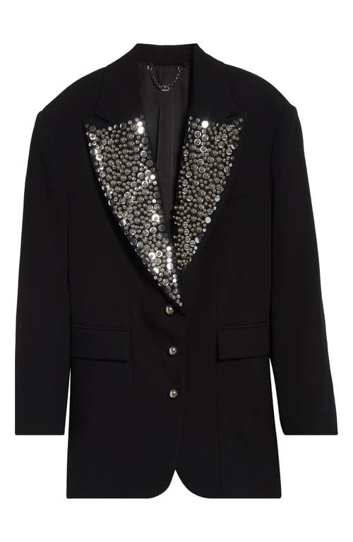 Shop Rabanne Embellished Lapels Oversize Wool Grain De Poudre Blazer