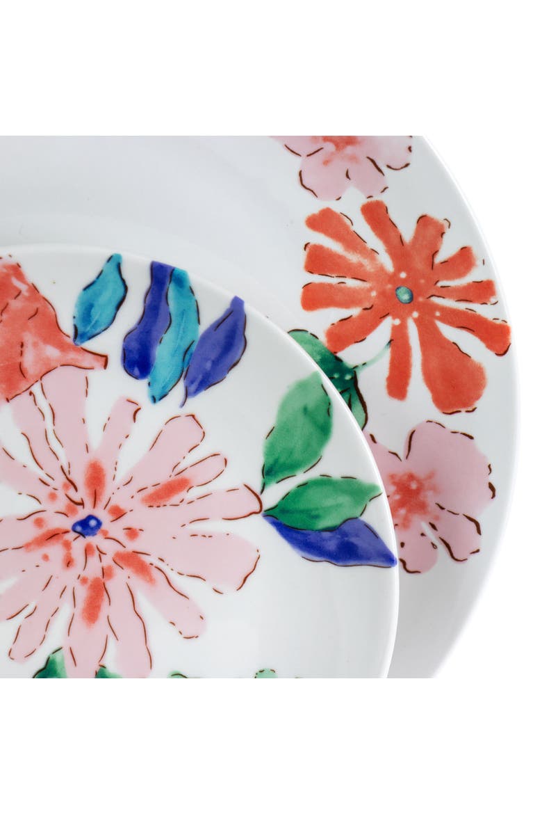 Dazzling Lily 12 Piece Ceramic Dinnerware Set, Alternate, color, White