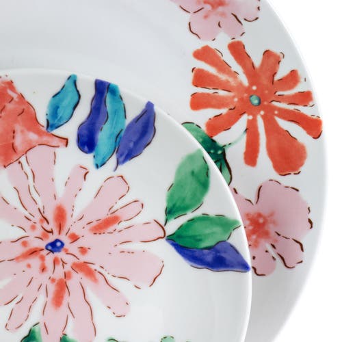 Gibson Home Dazzling Lily 12 Piece Ceramic Dinnerware Set In Multi
