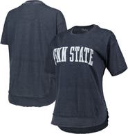 PRESSBOX Women's Pressbox Heathered Navy Penn State Nittany Lions Arch Poncho T-Shirt