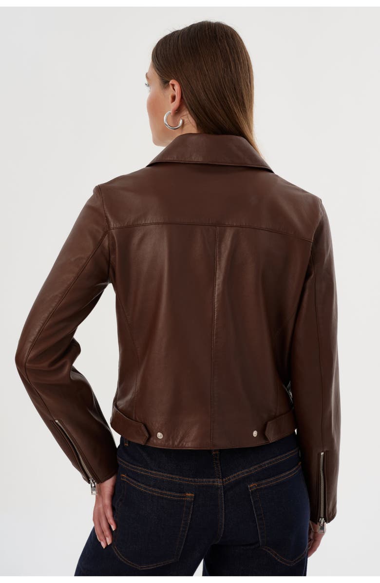 LAMARQUE VALERIA | Leather Biker Jacket, Alternate, color, Brown