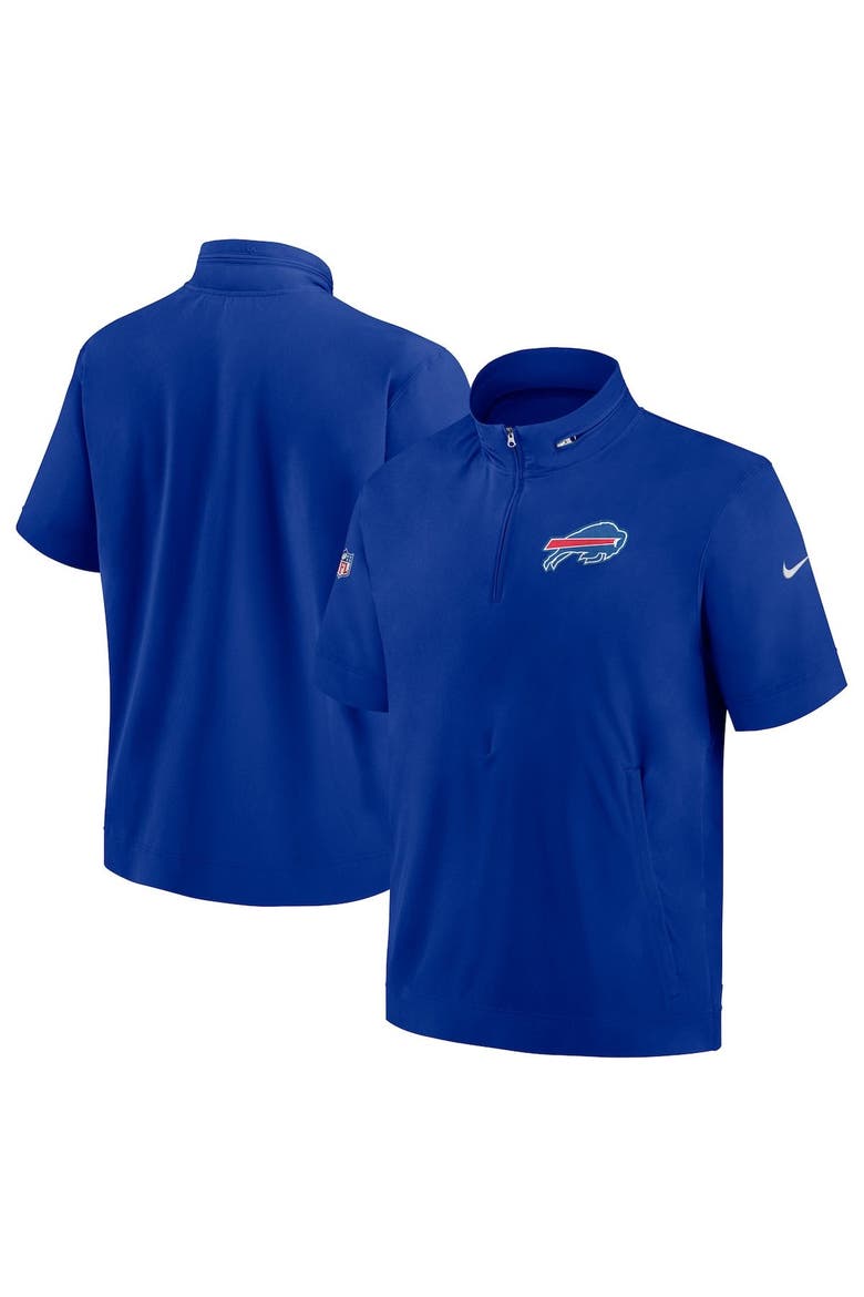 Men's Nike  Royal Buffalo Bills Sideline Coach Short Sleeve Hoodie Quarter-Zip Jacket, Main, color, Royal