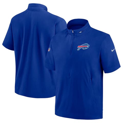 Men's Nike  Royal Buffalo Bills Sideline Coach Short Sleeve Hoodie Quarter-Zip Jacket