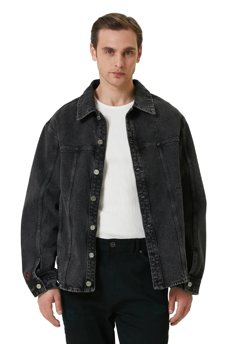 Pure Cotton Free Heaven Destroyed Denim Jacket, Alternate, color, blue
