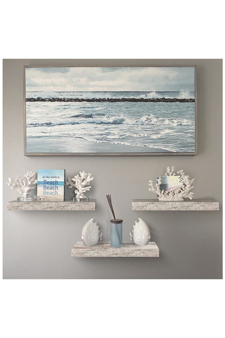 Vintage White Floating Wall Shelf - Set of 3, Alternate, color, VINTAGE WHITE