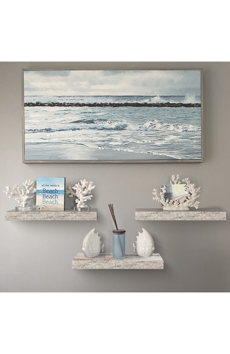 SORBUS Vintage White Floating Wall Shelf - Set of 3, Alternate, color, Vintage White