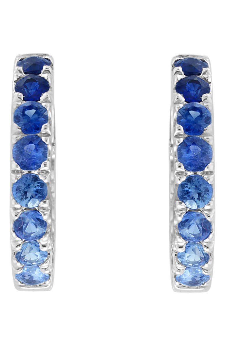 EFFY 14K Gold Natural Sapphire Hoop Earrings, Main, color, Blue