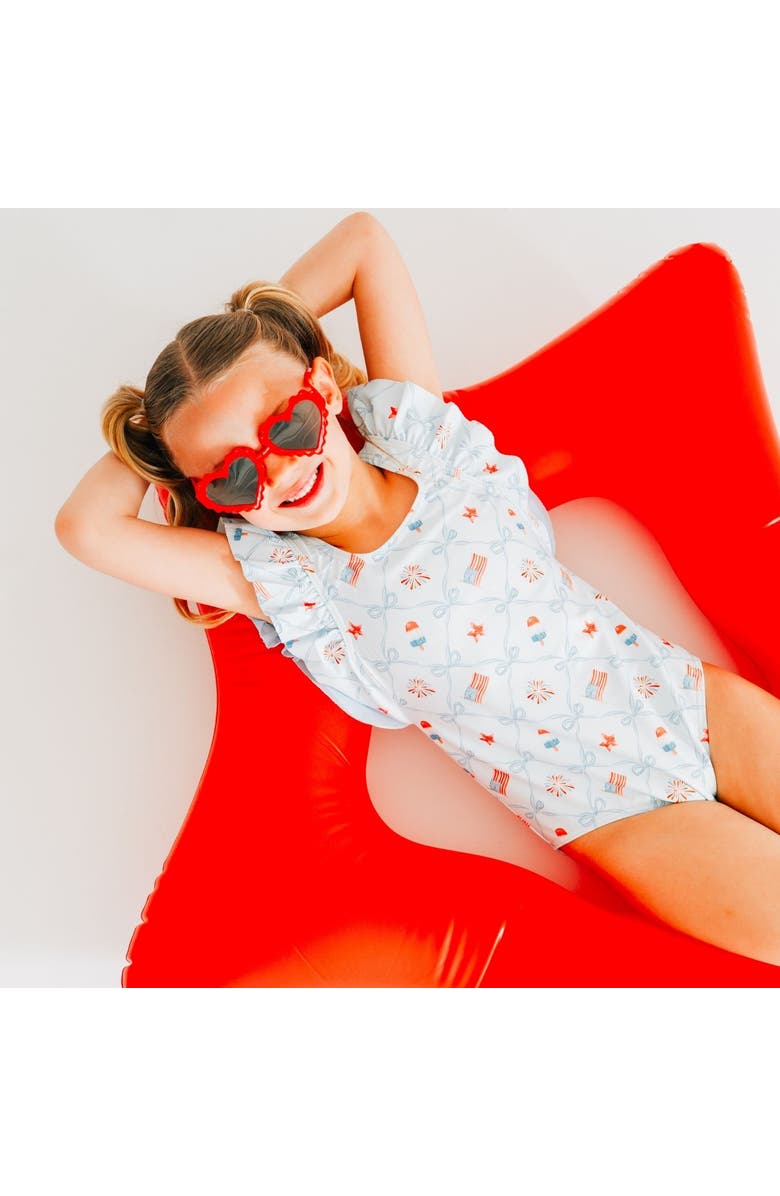 Sweet Wink Patriotic Trellis Bathing Suit, Alternate, color, Blue