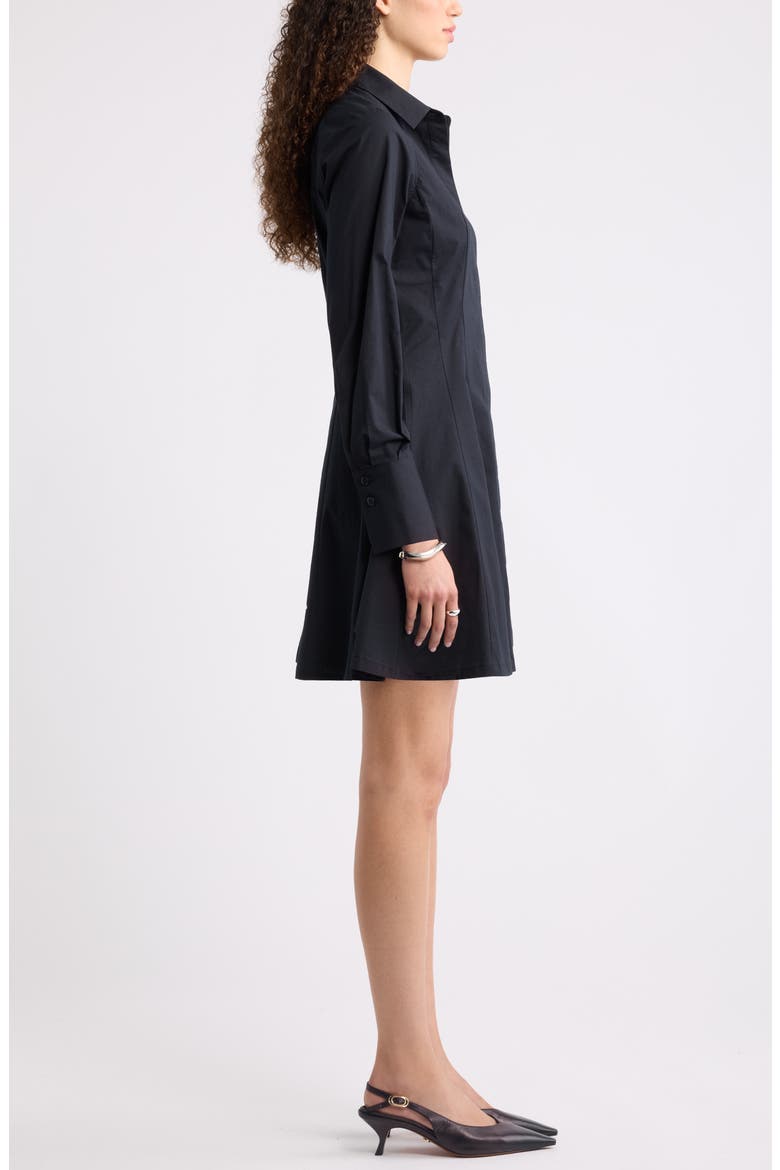 Seamed Mini Shirt Dress, Alternate, color, BLACK