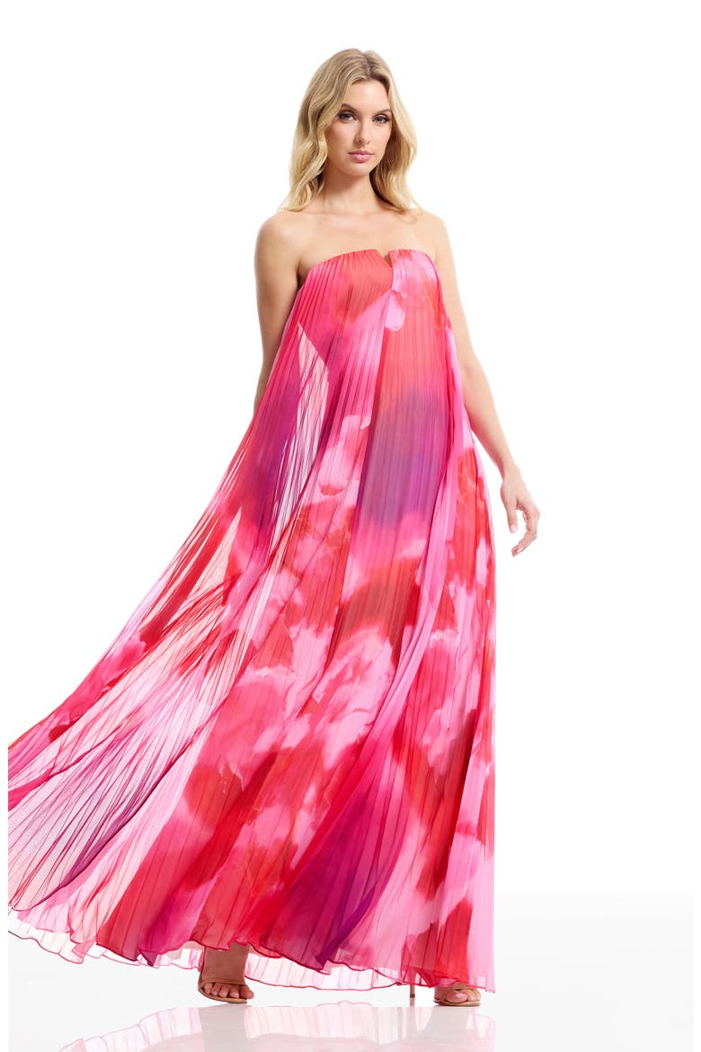 Kelston Strapless Chiffon Gown, Alternate, color, BLUSH MULTI