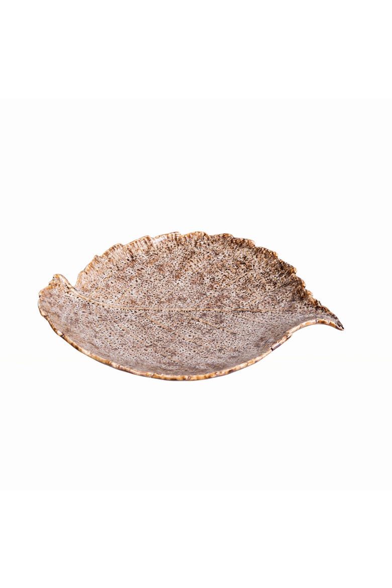 Cream Large Leaf Plate, Alternate, color, Brown