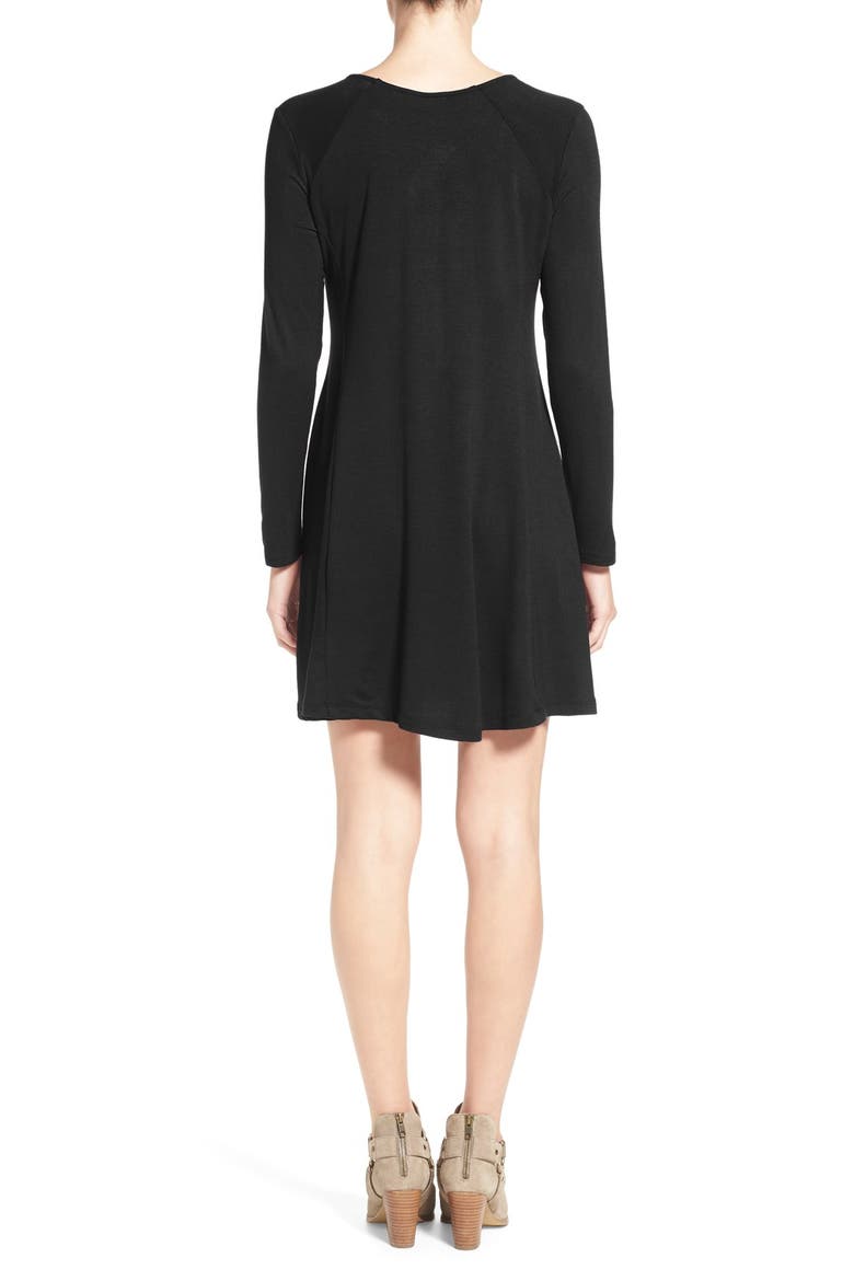 Lauren' Long Sleeve Shift Dress, Alternate, color, BLACK