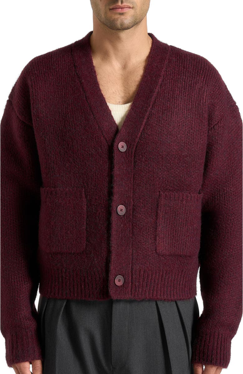 Manière De Voir Charlie Unisex Knitted Cardigan, Alternate, color, Wine Red