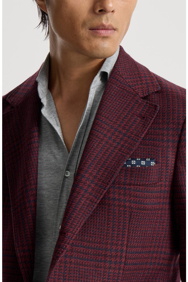 Silk pocket square with squares pattern, Alternate, color, Navy Blue