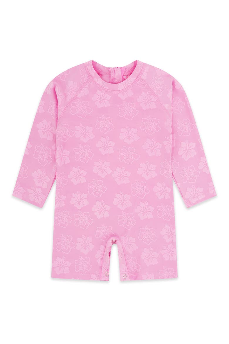 Kids' Cali Long Sleeve UPF 50+ One-Piece Rashguard Swimsuit, Main, color, POP PINK
