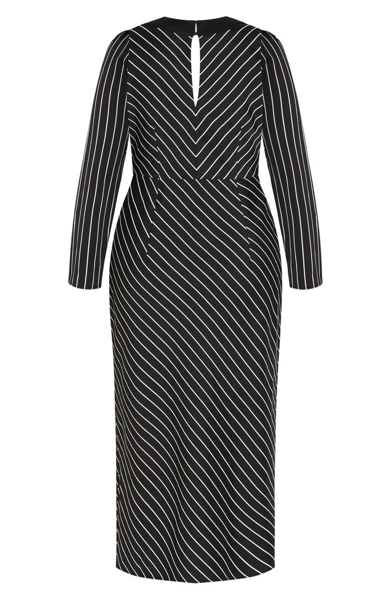 City Chic Lana Border Print Long Sleeve Maxi Dress, Alternate, color, Stripe
