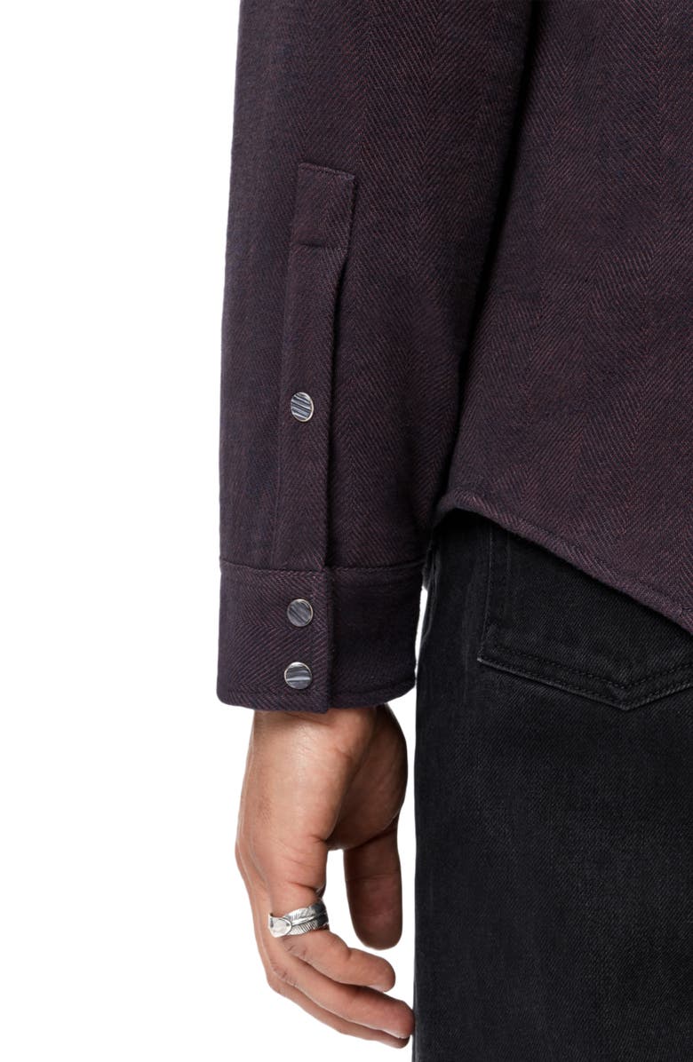 John Varvatos Jameson Herringbone Snap Jacket, Alternate, color, Merlot