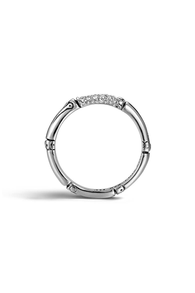 'Bamboo' Pavé Diamond Ring, Alternate, color, STERLING SILVER